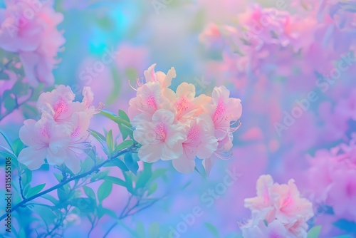 Pastel Azaleas Bloom Softly Outdoors