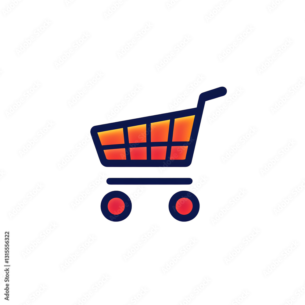 Shopping Cart Icon with Orange and Blue Gradient on Black Background Shopping Cart Icon with Orange and Blue Gradient on Black Background
