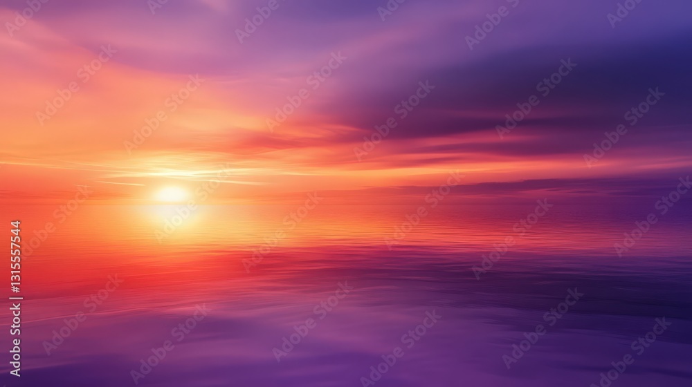 Fototapeta premium Ethereal sunset seascape with radiant light illuminating horizon beauty