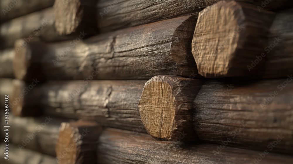 Rustic charm with a textured wooden log wall showcasing natural elements Rustic charm with a textured wooden log wall showcasing natural elements