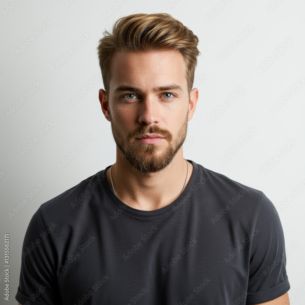 Young handsome man wearing casual t-shirt standing over isolated white background Young handsome man wearing casual t-shirt standing over isolated white background