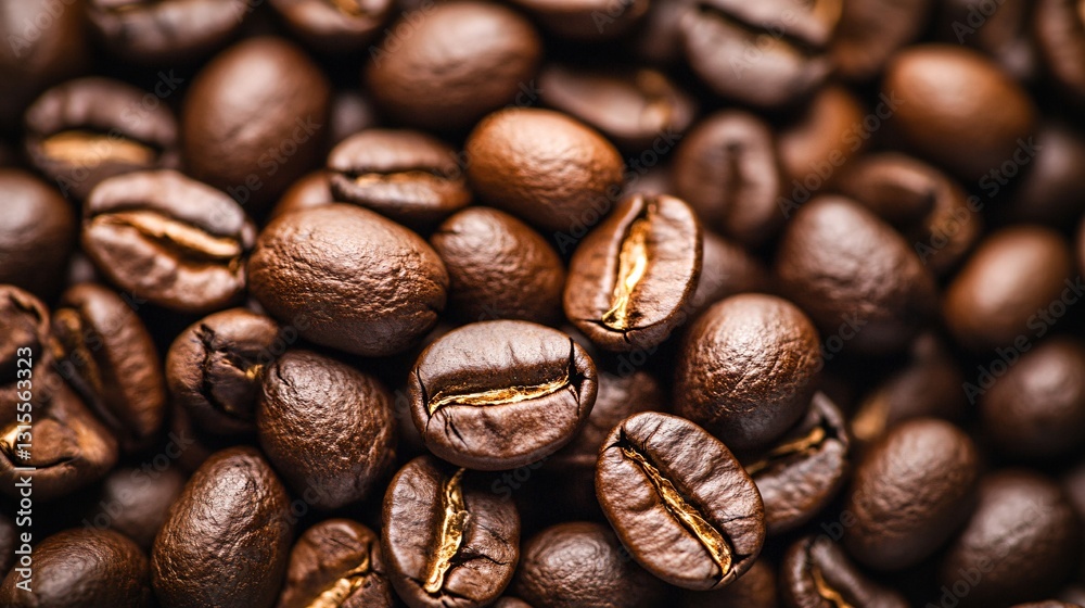 Obraz premium Freshly Roasted Coffee Beans Spread Across a Natural Linen Background