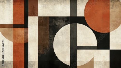 Minimalist geometric pattern with bold lines and shapes in neutral tones, highlighting simplicity