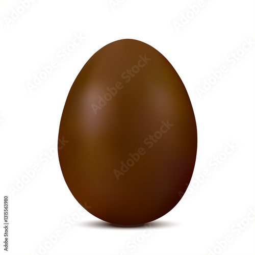 Realistic easter chocolate egg. 3d whole chocolate easter egg. Easter holiday sweet choco treats. Confectionery tradition symbol eggshell. Vector illustration isolated on white.