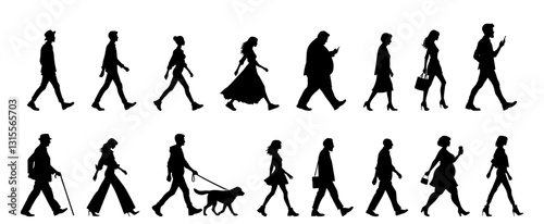 Vector illustration. Large set of silhouettes on a white background.