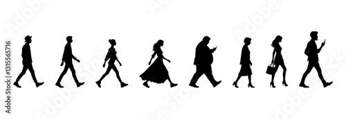 Vector illustration. Large set of silhouettes on a white background.