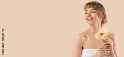 Pretty young woman with nud...