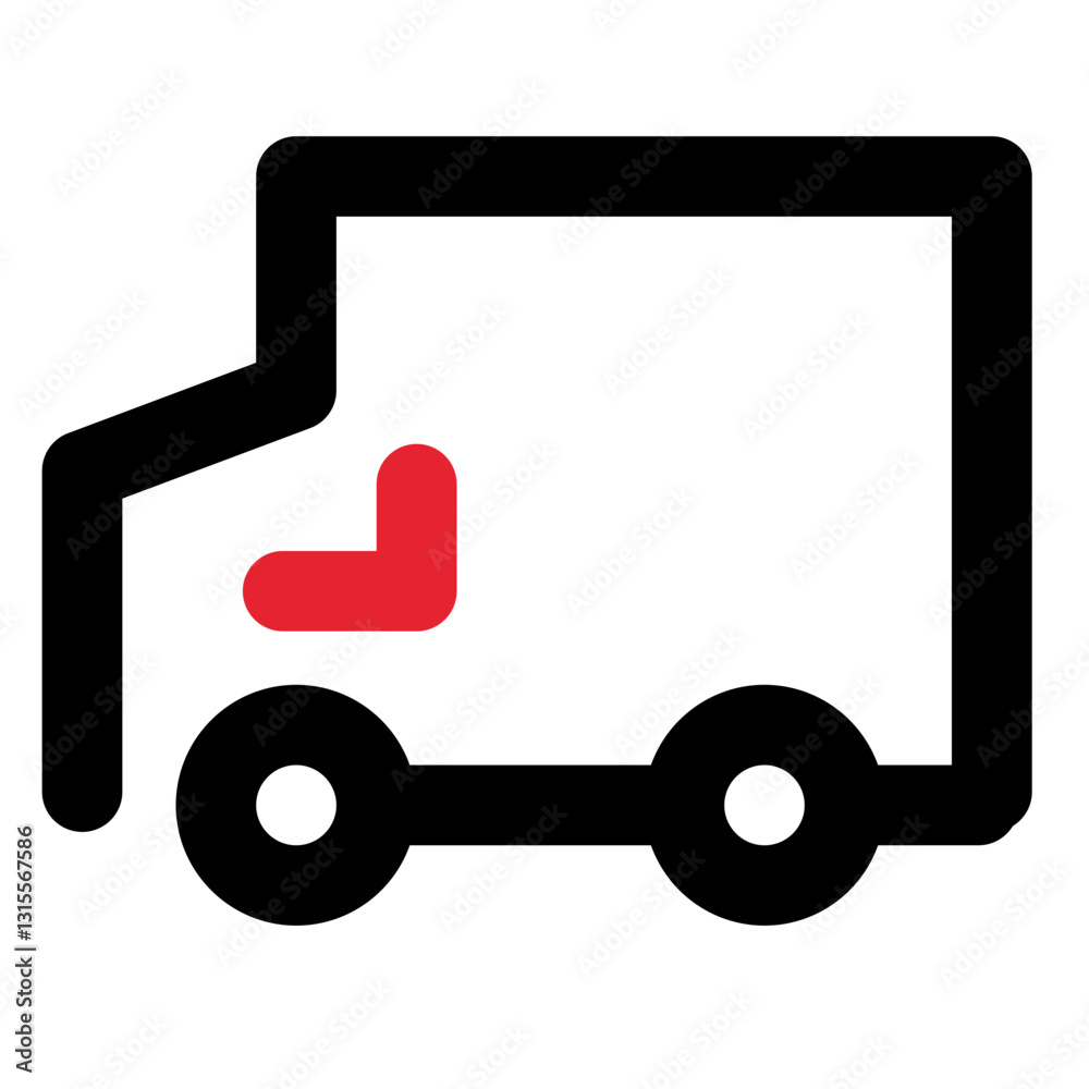 A Delivery Truck With A Red Heart, Signifying Reliable And Caring Service, Arriving Promptly With A Bold, Simple Design A Delivery Truck With A Red Heart, Signifying Reliable And Caring Service, Arriving Promptly With A Bold, Simple Design