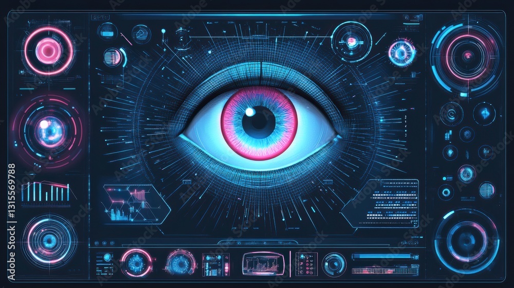 Fototapeta premium High-Tech Surveillance Interface with Soft Light Patterns