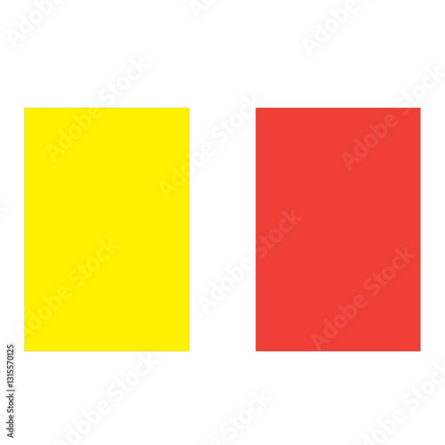 An assortment of soccer cards in yellow, red, and white, arranged to highlight their colorful and distinct appearances