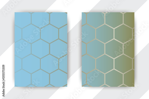 Hexagon pattern cards, gradient background, design template