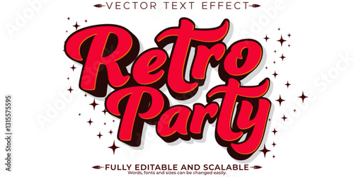 Retro sticker text effect, editable 70s and 80s text style