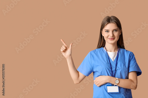 Smiling young female doctor...