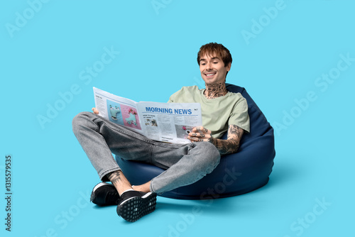 Handsome young man in beanb...