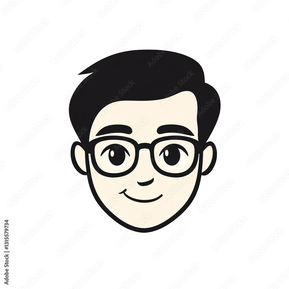 Cartoon Person Wearing Eyeglasses With Dark Hair and A Smile Cartoon Person Wearing Eyeglasses With Dark Hair and A Smile