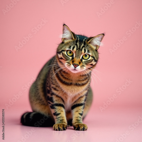 adorable cat on a pink background