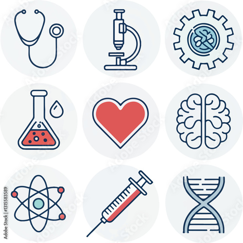 set of medical science icons related editable stroke