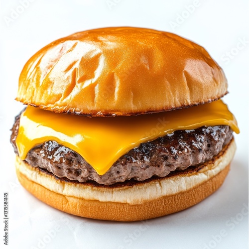 Classic cheeseburger with melted cheese and juicy beef patty on a soft bun