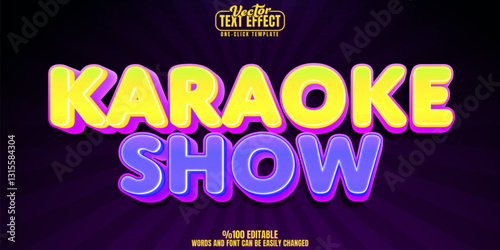 Karaoke editable text effect, customizable music and show 3d font style