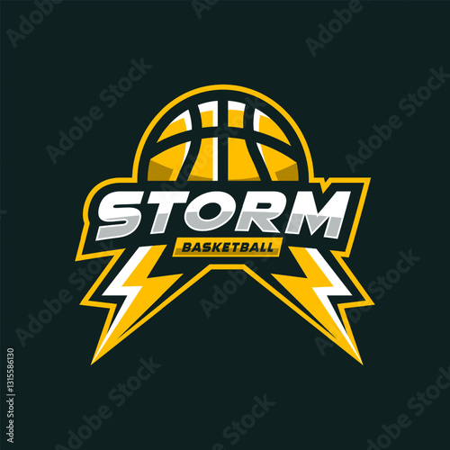 basketball logo with lightning storm