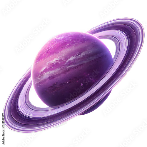 purple ring planet isolated on white background