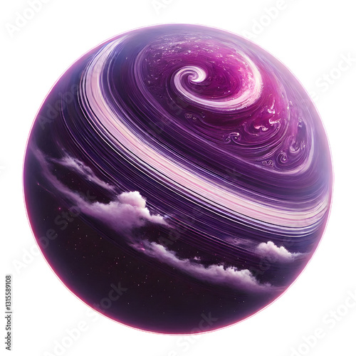 purple ring planet isolated on white background