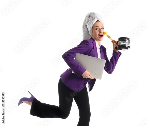 Morning of funny businesswo...