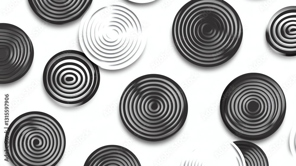 Black and White Concentric Circles Create a Modern Design on a Plain Background Black and White Concentric Circles Create a Modern Design on a Plain Background