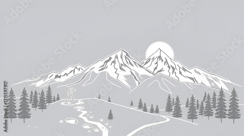 Hike linear icons set. Adventure, Scenery, Trek, Trails, Nature, Summit, Excursion line vector and concept signs. Mountains,Explore,Wilderness outline illustrations photo