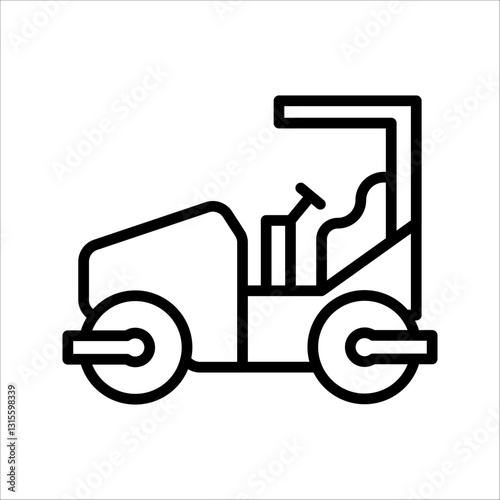 road roller Icon Symbol isolated white background. vector illustration. color editable.