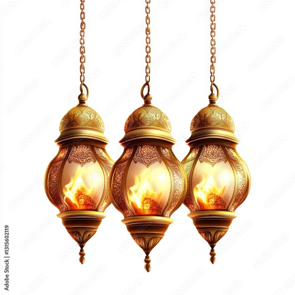 Obraz premium Elegant Watercolor Hanging Lanterns