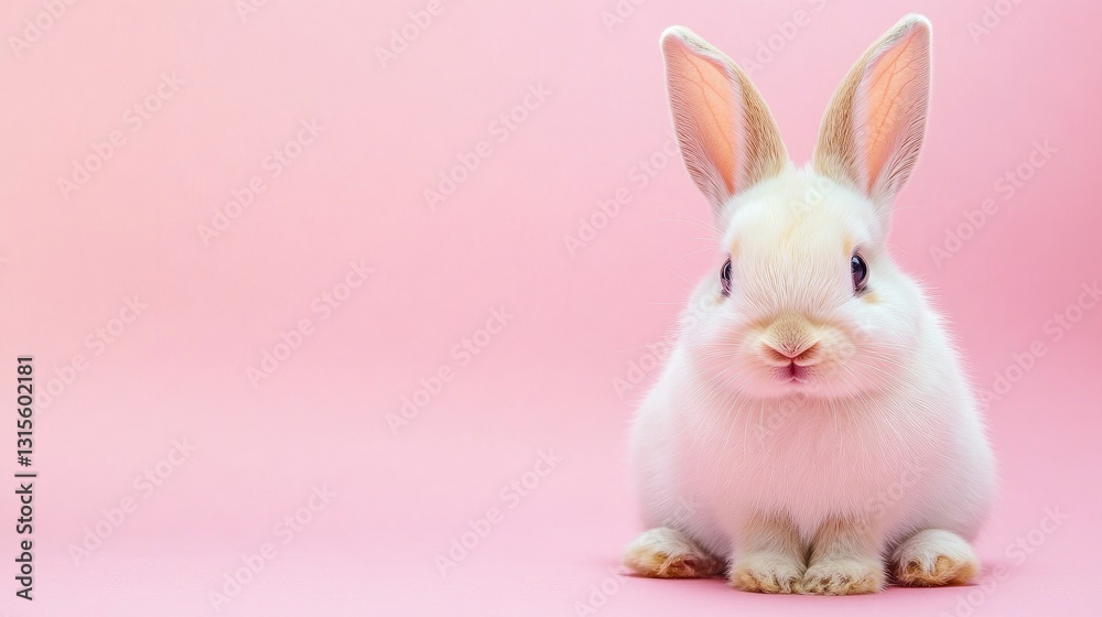 Photo of a little bunny, on a soft pink background Easter theme Photo of a little bunny, on a soft pink background Easter theme
