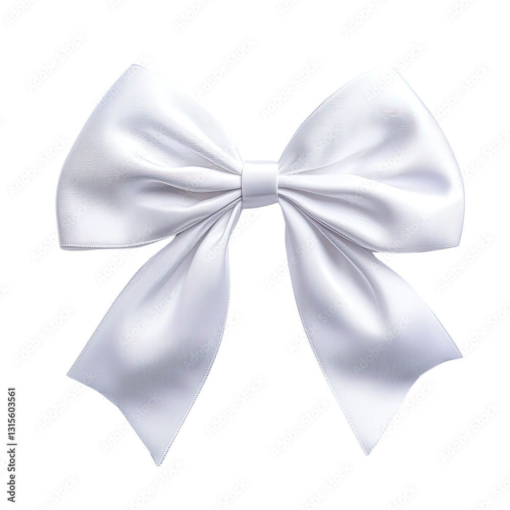 Naklejka premium Elegant White Satin Bow on Transparent Background for Fashion and Gift Wrapping Decoration