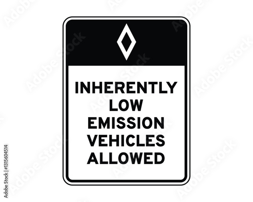 Certified Low Emission Vehicles Permitted in HOV Lane US Road Sign High Quality Stock Vectorial Image