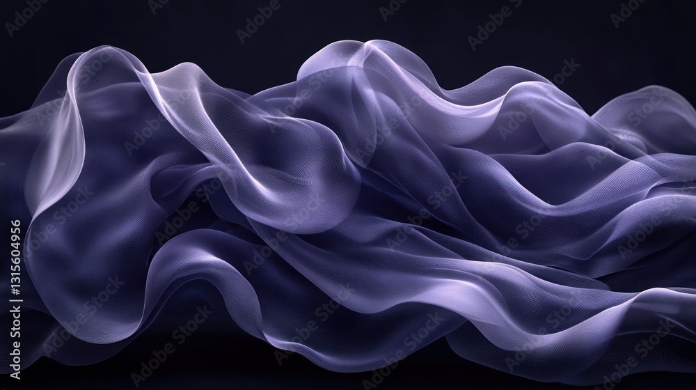 Fototapeta premium Abstract flowing fabric, dark background, studio shot