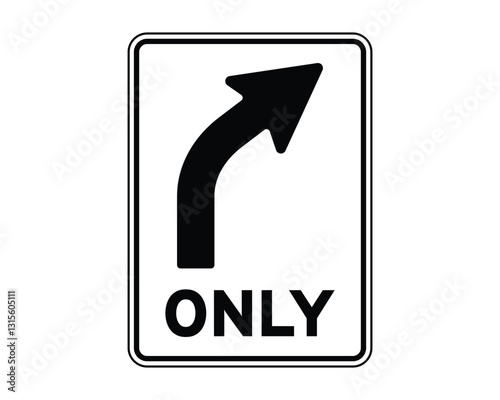 Right Turn Only US Road Sign High Quality Stock Vectorial Image
