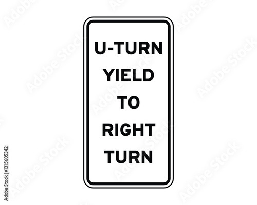 U-Turn Yield to Right Turn US Road Sign High Quality Stock Vectorial Image