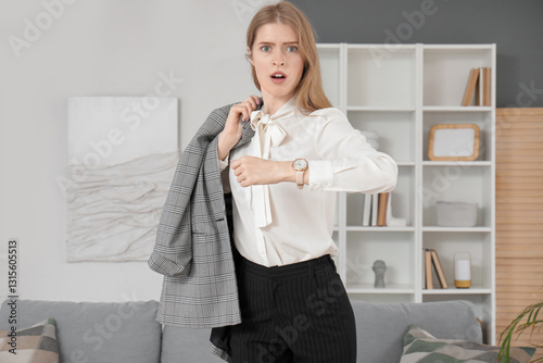 Hurrying young businesswoma...