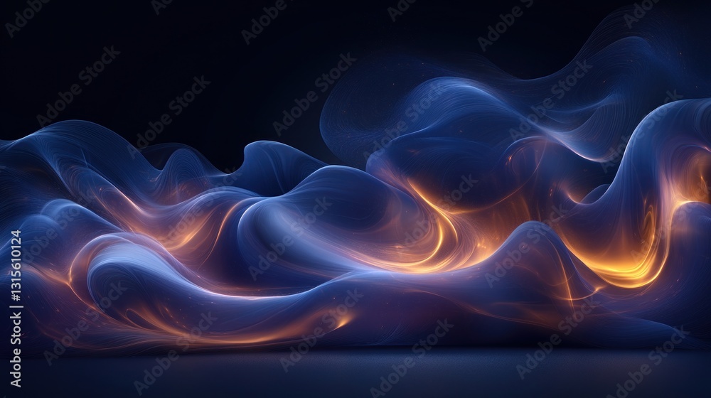 Obraz premium Abstract smoke waves, dark studio, vibrant colors