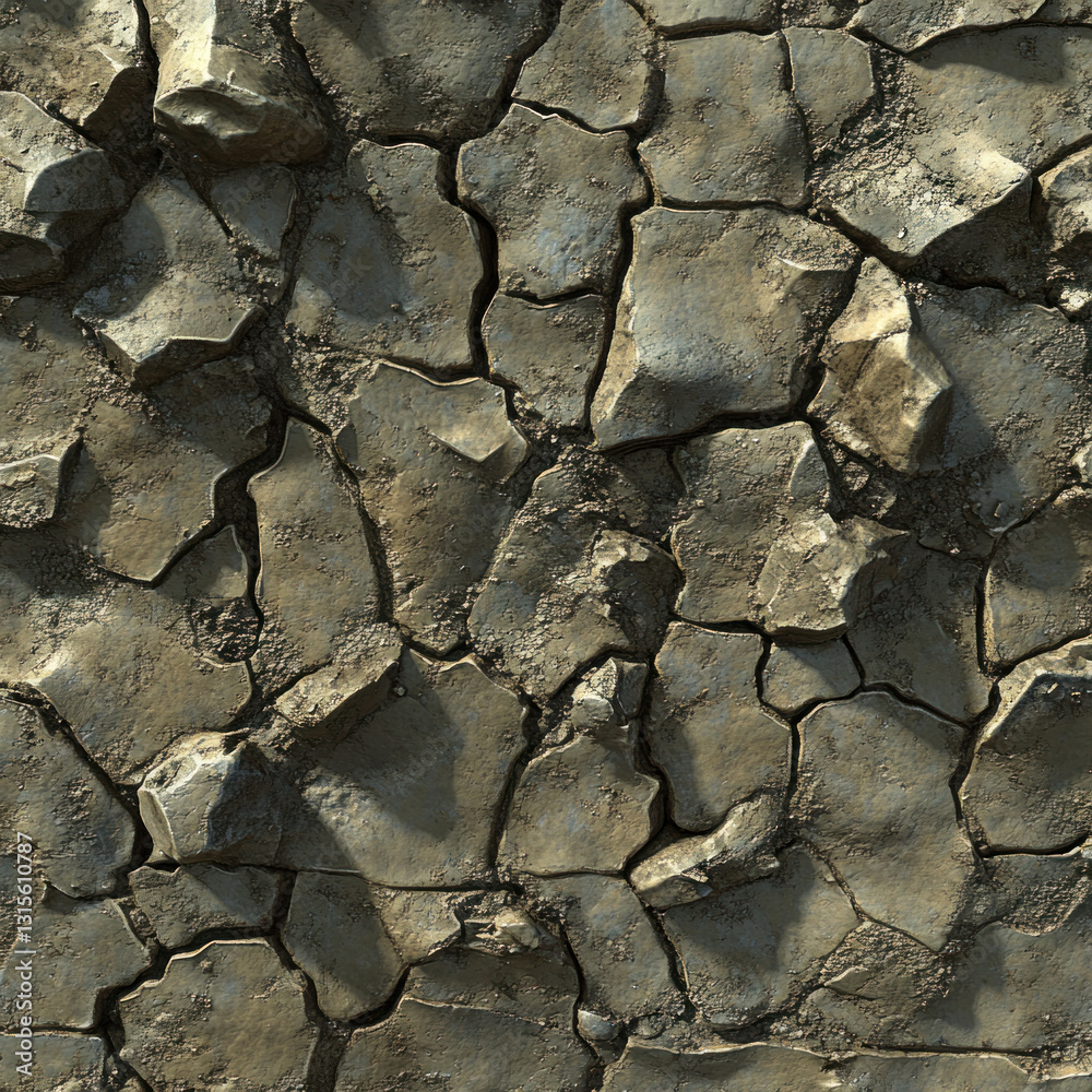 Fototapeta premium Cracked, dry earth texture with stones.