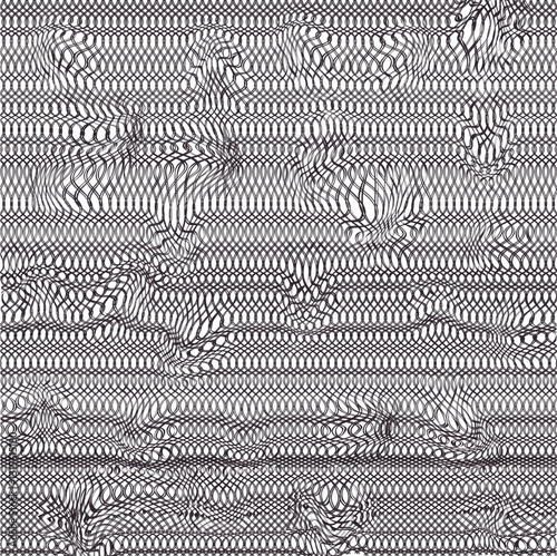 The dense woven mesh imitates transparent clothing. In many places the mesh is stretched.
