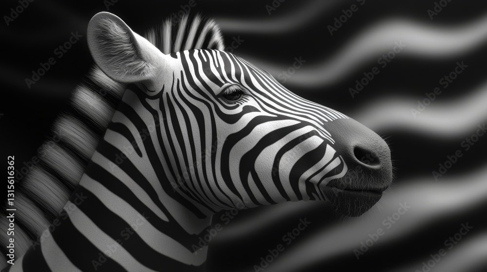 Naklejka premium Curved flowing zebra stripes art marseille modern digital design urban environment aesthetic viewpoint contemporary concept