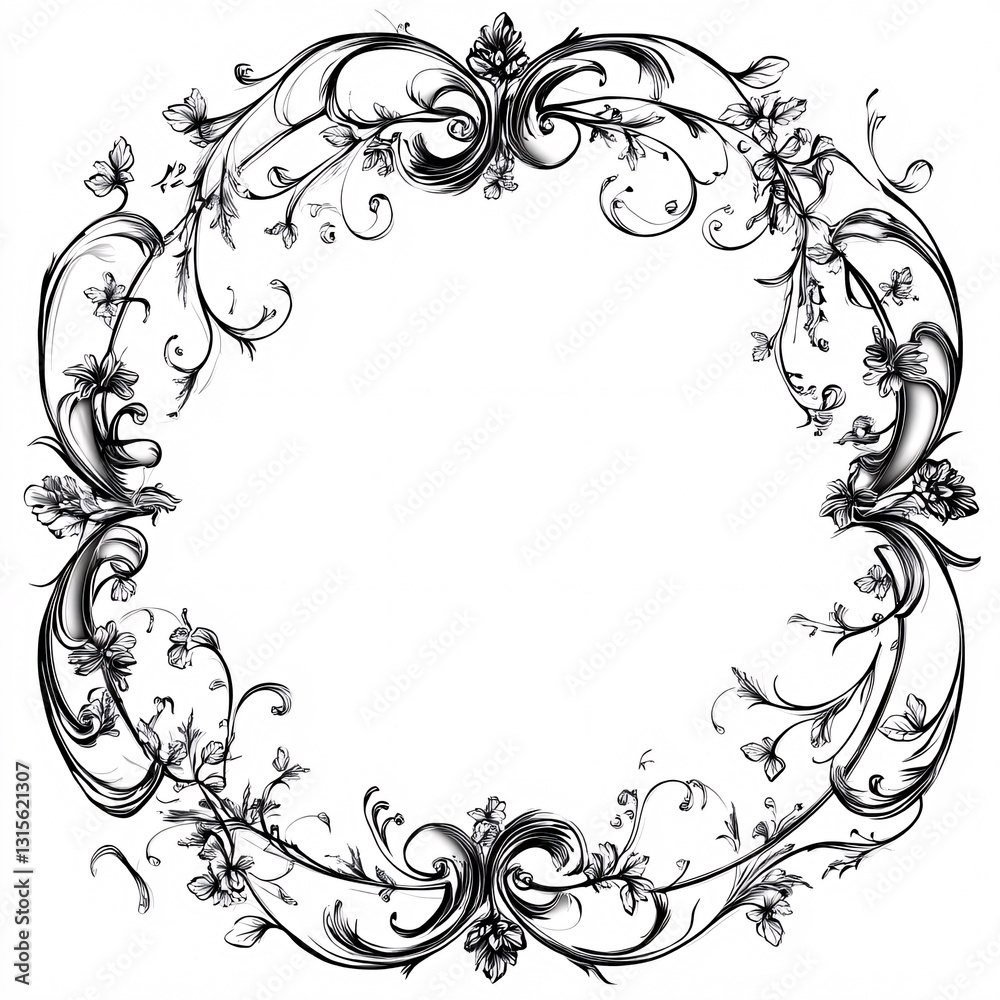 Intricate Floral Decorative Frame Showcasing Artistic Swirl Patterns Intricate Floral Decorative Frame Showcasing Artistic Swirl Patterns