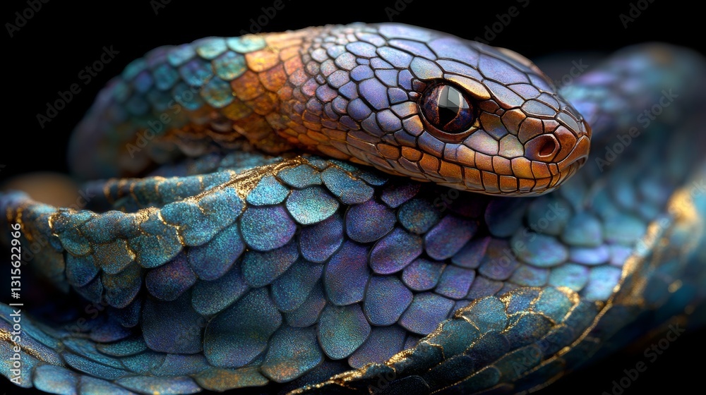 Encounter a magical fantasy snake with smooth scales in vibrant colors in marseille's enchanted landscape Encounter a magical fantasy snake with smooth scales in vibrant colors in marseille's enchanted landscape