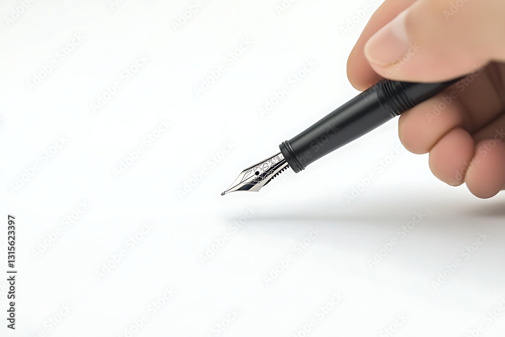 Elegant Fountain Pen on White Background Elegant Fountain Pen on White Background