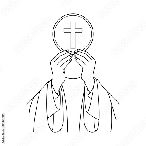 Priest's hands consecrating the Host clip art