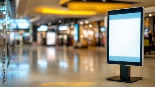 Empty Digital Signage Display in Modern Shopping Mall Interior Space photo