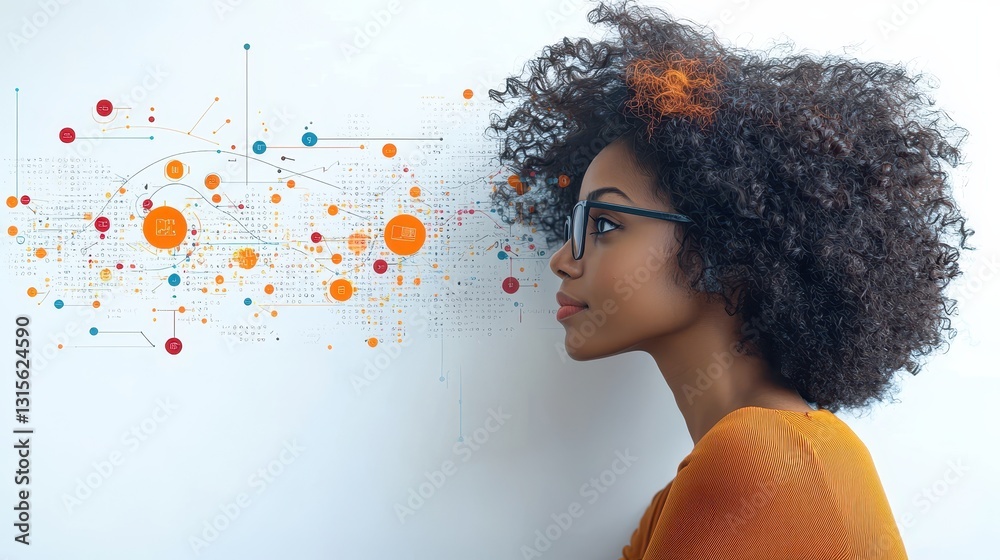 custom made wallpaper toronto digitalWoman Analyzing Data with Glasses Near Visualization Concept