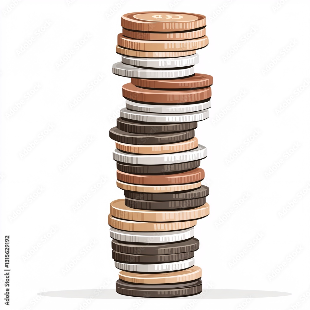 A Modern Minimalistic Illustration of a Stack of Brilliant Coins A Modern Minimalistic Illustration of a Stack of Brilliant Coins