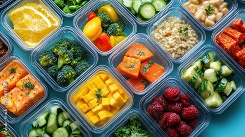 Colorful Healthy Meal Prep Containers photo